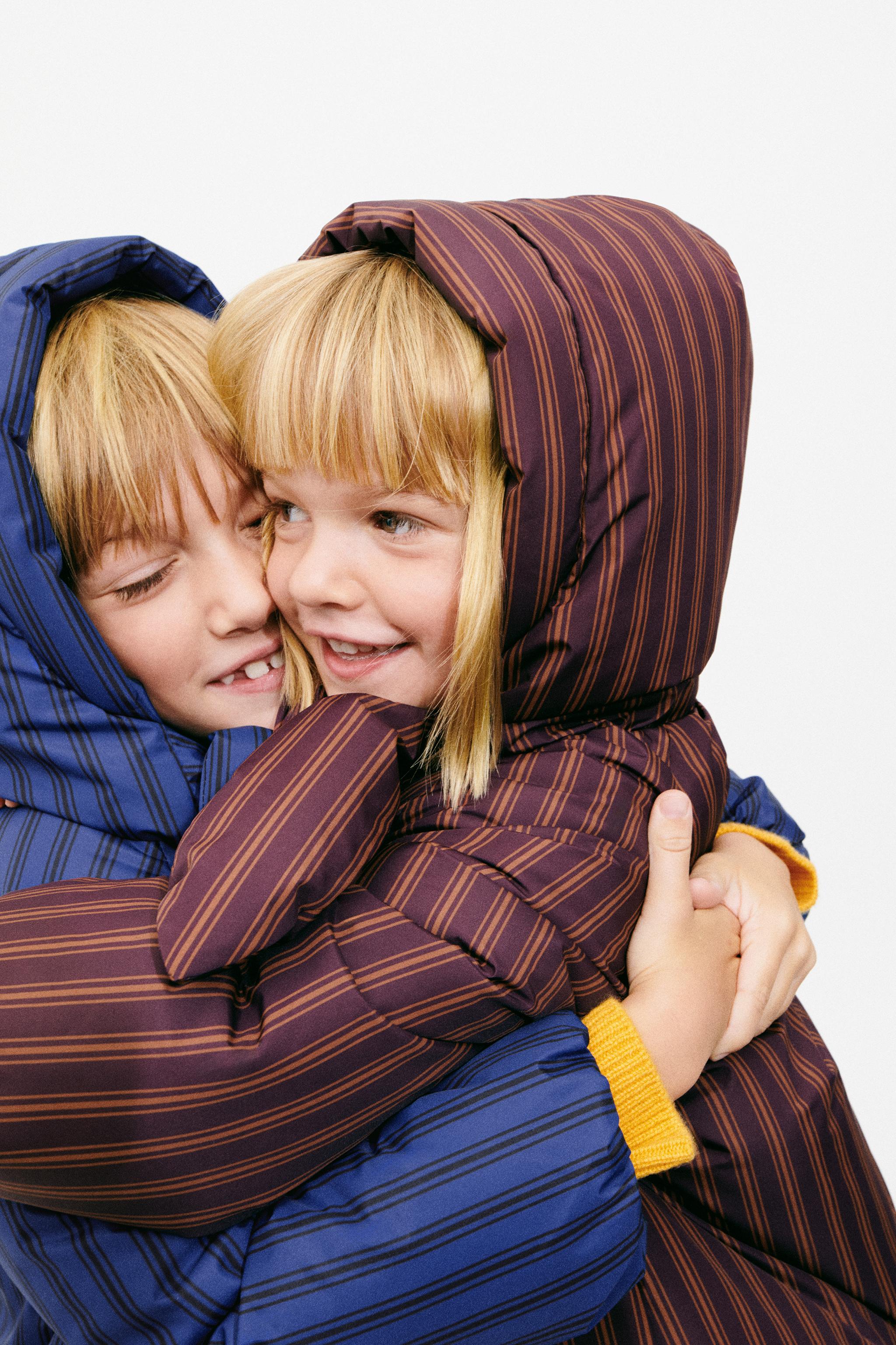 ZARA TIMELESS - STRIPED COAT WITH DETACHABLE HOODIE AND FROG FASTENING